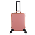 Rolling Makeup Train Case for Professional Artist with Lights and Mirror Pink